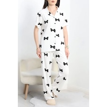 Seka Store Seka Milan Kumaş Düğmeli Pijama Takımı Siyahkurdele - 750.1287. Çok Renkli