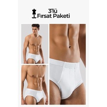 Erdem Beyaz 3'lü Ribana Slip Külot 13203 Beyaz