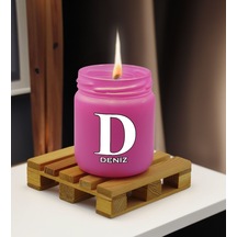 Bk Gift Kişiye Özel Dtf İsimli Pembe Renkli Cam Kavanozda Kokulu Mum-2, Arkadaşa Hediye, Sevgiliye Hediye, Doğum Günü Hediyesi