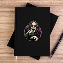 Ozzy Osbourne Portre Siyah Çizgisiz Kanvas Defter