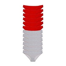 Hubrendy Tedarik 12 Adet Eko Set Likralı Kadın Slip Külot Kırmızı Gri Çok Renkli