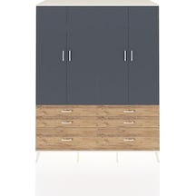 Kronos Gardrop 8 Raflı 6 Çekmeceli 4 Kapaklı 176x59x221 Aytaşı-antrasit/çam Antrasit/çam