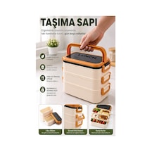 Renkli Beslenme Kutusu 3 Bölmeli 1 Adet 3 Bölmeli Beslenme Kabı Yemek Saklama Kabı Taşınabilir Lunch Box Okul Turuncu