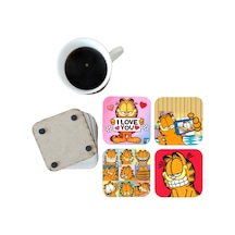 Garfield Dekoratif Ahşap Bardak Altlığı Seti 0111 Çok Renkli