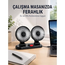 Araç Ve Ev Kullanımına Uygun Çift Başlıklı Masaüstü Vantilatör