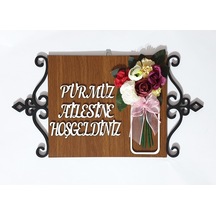 Hdrlazerdizayn Ahşap Dikdörtgen Çiçek Detaylı Ve Oymalı Kapı Süsü Çok Renkli