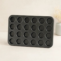 24 Gözlü Metal Muffin Kek Kalıbı Siyah Açık Altın