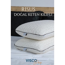 Visco Yastık Risus Ergonomik Yastık Doğal Keten Kılıf 60x40x15cm