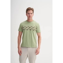 Cazador Bisiklet Yaka Slim Fit Pamuklu Tişört Yeşil