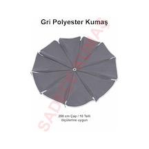 Gri Polyester Kumaş, 200 Cm / 10 Telli Plaj Şemsiyesi Uyumlu