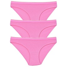 Kadın 3'Lü Paket Desenli Bikini Külot Pembe (481017812)-Tek Ebat-Pembe