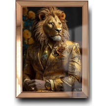 Aslan Başlı Ayna Çerçeveli Tablo