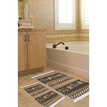 Dekoreko Kaymaz Taban Djt 2 Li Banyo Paspas Takımı Trend Saçaklı Modern Mu127 Kahve