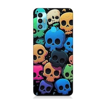 Tecno Spark 7t Uyumlu Silikon Kılıf Renkli Kurukafalar