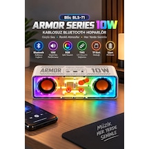 Blic Bls-71 Beyaz Armor Series 10w Kablosuz Rgb Bluetooth Hoparlör Tws Tf Kart Desteği
