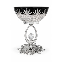 Toygar Venüs Krom Renk Metal Ayaklı Cam Şekerlik 345 Ml 13 16 Cm Siyah