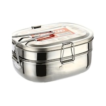 L 2 Katmanlı Termal Öğle Yemeği Öğrenci Paslanmaz Çelik Saklama Kutusu Gıda Konteyner Kasası