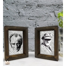 Bk Gift Atatürk Tasarımlı Dekoratif 2'Li Doğal Masif Ahşap Çerçev (500760363)