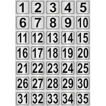 Metal Kapı,masa,dolap Numarası 3,5cmX3,5cm 35 Adet (1..35) Gümüş Renk Metal