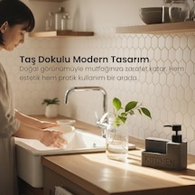 Amberhaus Mermer Desenli Polyresin Sıvı Sabunluk Entegre Sünger Bölmeli Modern, Şık Ve Dayanıklı Mutfak Organizeri