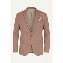 Vizon Erkek Blazer Ceket Esnek Comfort Kumaş, İtalyan Kesim, Tek Düğmeli Slim Fit Şık Model Vizon