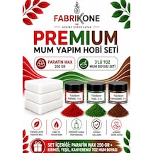 Premium Mum Yapım Hobi Seti - Parafin Wax 250 Gr - 3'lü Toz Mum Boyası Seti - Kırmızı, Yeşil, Kahverengi Bkfabpw2503kykh Karışık