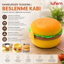 Özel Tasarım Hamburger Tasarımlı Beslenme Kabı Çanta Okul Piknik Seyahat Kreş Atıştırmalık Meyve Çok Renkli