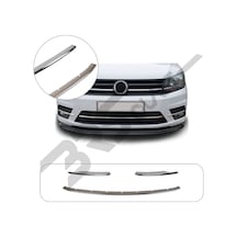 Volkswagen Caddy Uyumlu 2015-2019 Krom Ön Tampon Çıtası 3 Parça Paslanmaz Çelik