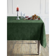 Daily Series Kadife Dokulu Zeytin Yaprağı Rengi Masa Örtüsü Zeytin Yaprağı