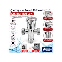 Viosa Çift Çıkışlı Dual Siyah Çamaşır Bulaşık Makinesi Musluğu Ayna Dahil Krom