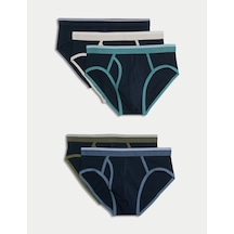 Marks & Spencer 5'li Pamuklu Stretch Cool & Fresh Slip Külot Lacivert