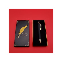 3 Adet Siyah Rubber Touchpen Kalem Metal Tükenmez, Dokunmatik Silikon Uçlu Stylus, Şık Karton Kutu, Tüylü Baskılı 1
