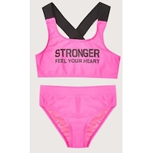 Deep Beach Yazı Baskılı Kız Çocuk Bikini Takım Db200773bt 001