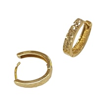12.5mm Oval Kalemli Halka Küpe 14 Ayar Altın Hd Videolu Sarı
