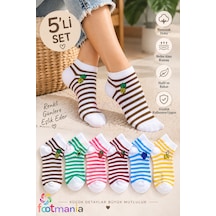 Footmania 5 Çift Kadın Nakışlı Meyve Desenli Çorap Seti Extra Soft Çok Renkli