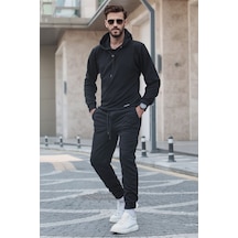 Madmext Siyah Kapşonlu Basic Eşofman Takımı 5908 Siyah