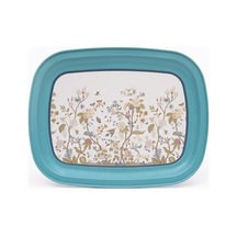 -ee171-9f Botanica Blue Desenli Oval Tepsi 24x31 Cm Botanica Blue