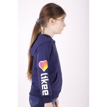Toontoy Kız Çocuk Like Kalp Baskılı Kanguru Cepli Sweatshirt Lacivert