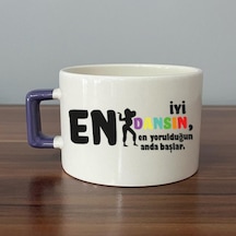 En İyi Dansın Baskılı Kadınlar Günü Mor Kulplu C Fincan