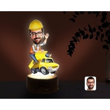 Kişiye Özel Erkek Yol Mühendisi Karikatürlü Dekoratif 3D Biblo Le