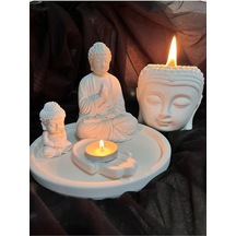 Özel Tasarım Buda Beton Soya Mum Takımı