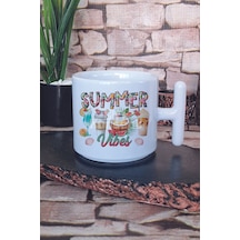 Sunshine And Sweet Tea Limon Baskılı T Kulplu Latte Fincanı Kupa Bardak Beyaz