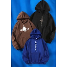 Uyguntarz 3'lu Paket Baskılı Oversize Unisex Sweatshirt siyah