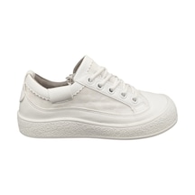 Kadın Sneaker Spor Ayakkabı Desenli Günlük Rahat Poli Taban 2 Cm Topuk Flet 35z Beyaz