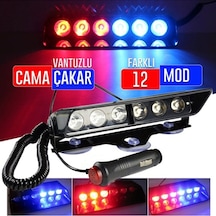 Araç İçi Vantuzlu Çakar Lamba Cam Çakar Kırmızı-mavi