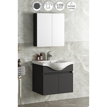 Yıldız 65 Cm Antrasit Gri Mdf Lavabolu Asma Banyo Dolabı Takımı Antrasit - Gri