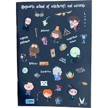 Harry Potter Hogwarts Temalı Çizgisiz Defter Çok Renkli