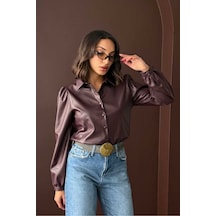 Verymoda Suni Deri Gömlek - F2044 Kahve