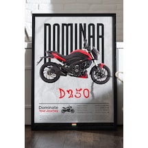 Bajaj Dominar 250 Siyah Ahşap Çerçeveli Poster, Dekoratif Motosiklet Duvar Tablosu
