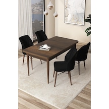 Canisa Concept Arp Serisi 70x110 Sabit Mutfak Masası Takımı Barok Desen Masa 4 Siyah Sandalye Masa Barok/ Sandalyeler Siyah